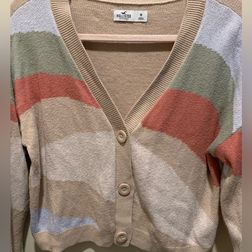 Hollister cardigan crop sweater. Striped. Size M. - Picture 4 of 9